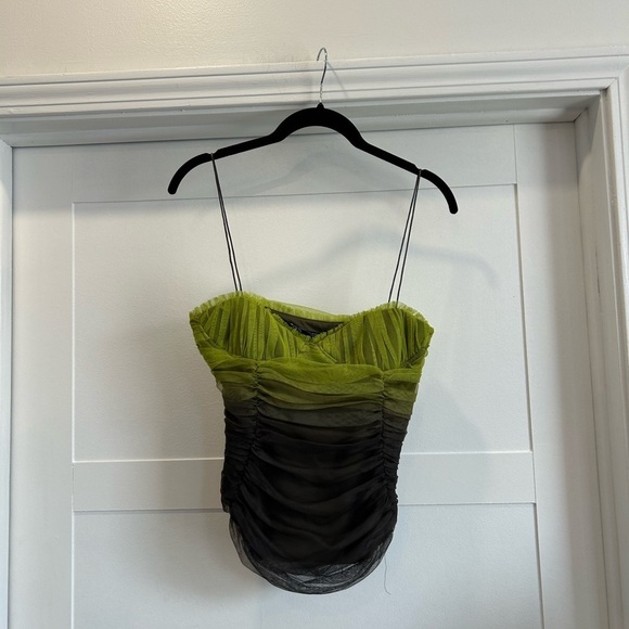 Zara Tops - Zara mesh Green and Black ombré Top size M
